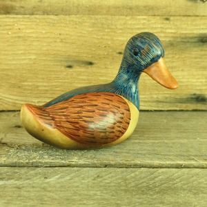 Vintage Signed Handcrafted Stoneware Mallard Duck Studio Art Figure by Noelle